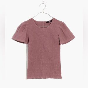 Madewell Lucie Flutter-Sleeve Smocked Bodice Top